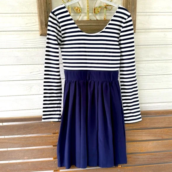 Modcloth Black and Blue Striped Long Sleeve Dress - Picture 7 of 11